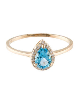 Jewelmak 14K Topaz & Diamond Necklace, Earrings & Ring Set