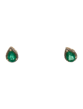 Jewelmak 14K Emerald & Diamond Jewelry Set