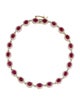 Jewelmak 14K Glass Filled Ruby & Diamond Link Bracelet