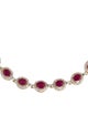 Jewelmak 14K Glass Filled Ruby & Diamond Link Bracelet