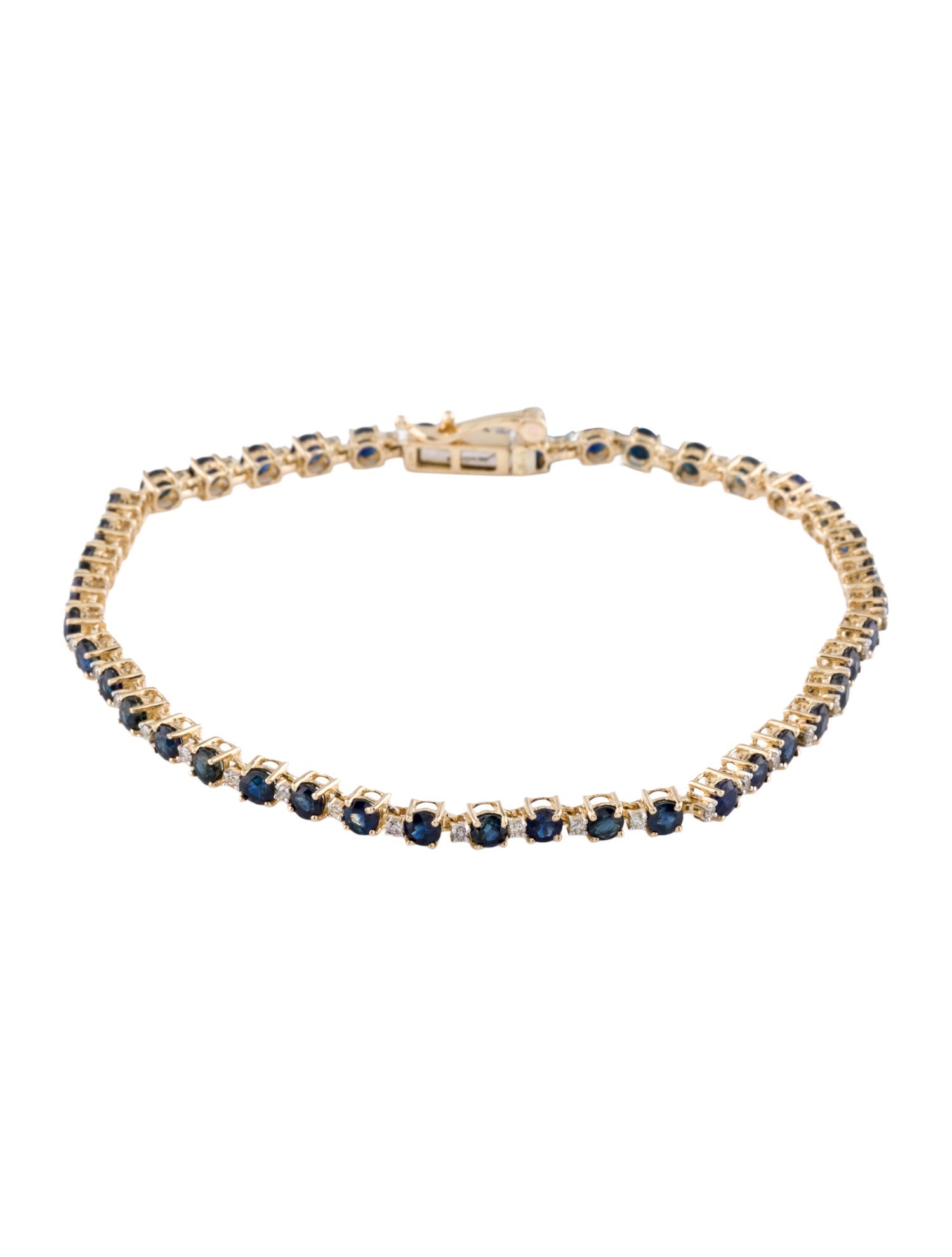 Jewelmak 14K Sapphire & Diamond Link Bracelet