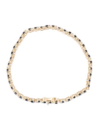 Jewelmak 14K Sapphire & Diamond Link Bracelet