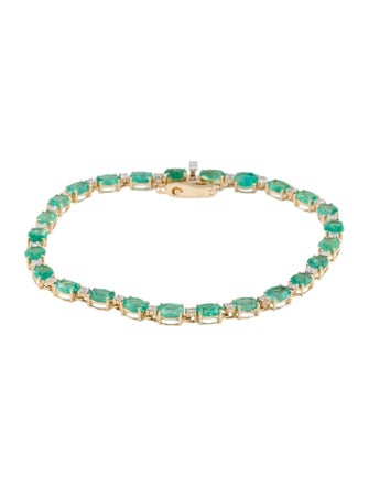 Jewelmak 14K Emerald & Diamond Link Bracelet