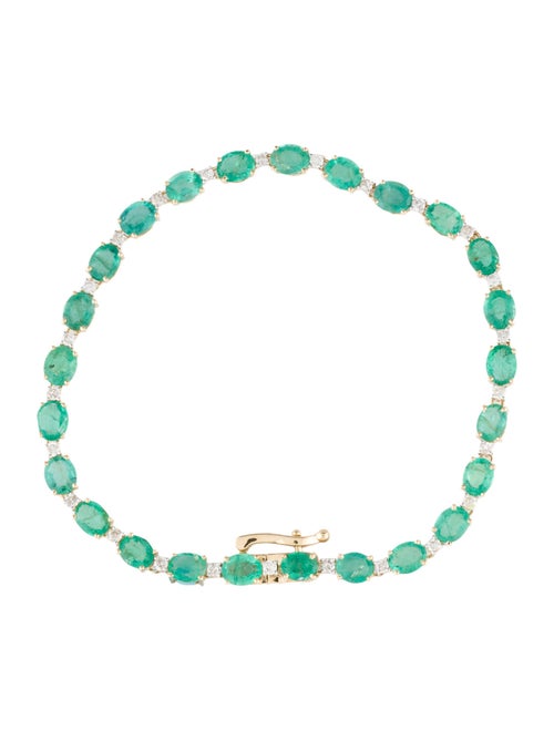 Jewelmak 14K Emerald & Diamond Link Bracelet
