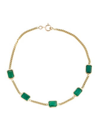 Jewelmak 14K 2.20ctw Emerald Station Bracelet