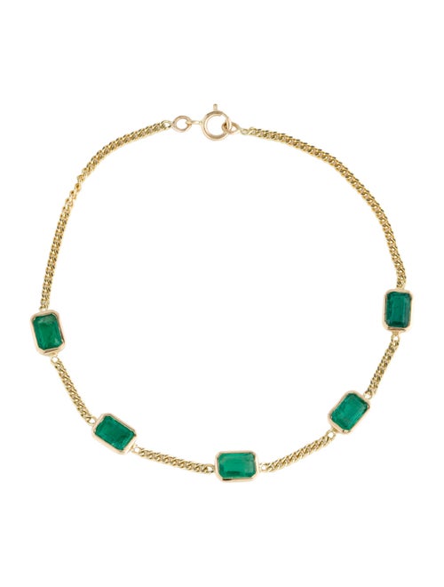 Jewelmak 14K 2.20ctw Emerald Station Bracelet