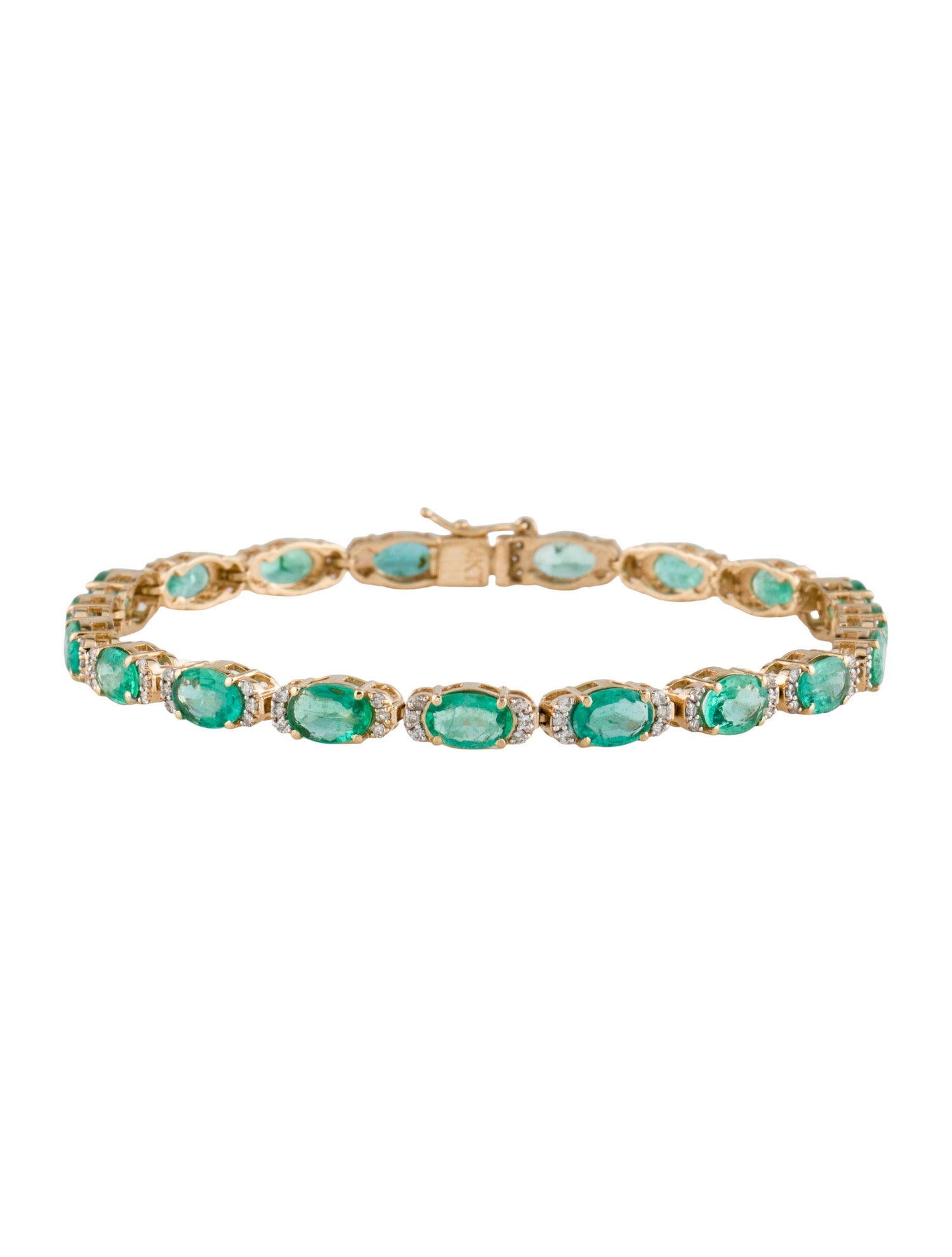 Jewelmak 14K Emerald & Diamond Link Bracelet