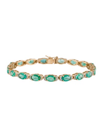 Jewelmak 14K Emerald & Diamond Link Bracelet