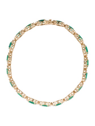 Jewelmak 14K Emerald & Diamond Link Bracelet