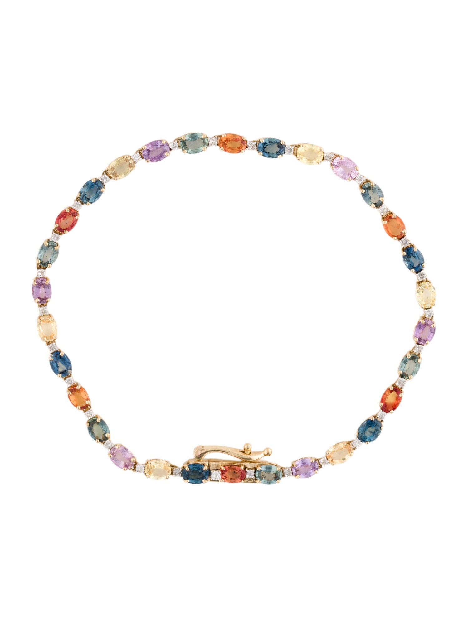 Jewelmak 14K 4.77ctw Sapphire & Diamond Tennis Bracelet