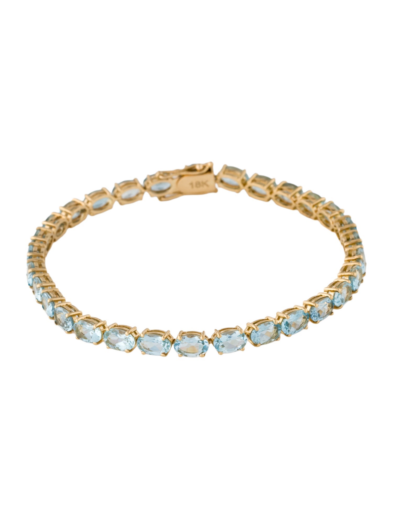Jewelmak 18K 11.57ct Aquamarine Tennis Bracelet