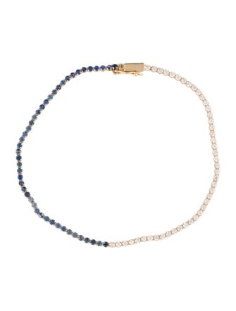 Jewelmak 14K Sapphire & Diamond Tennis Bracelet