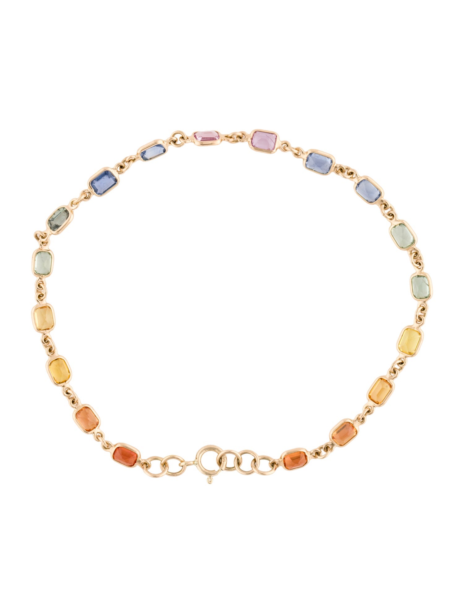 Jewelmak 14K 3.60ctw Sapphire Link Bracelet