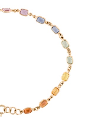 Jewelmak 14K 3.60ctw Sapphire Link Bracelet