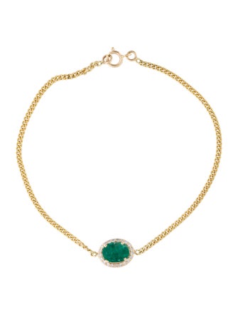 Jewelmak 14K Emerald & Diamond Link Bracelet