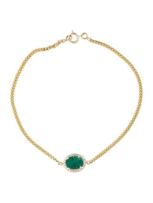 Jewelmak 14K Emerald & Diamond Link Bracelet