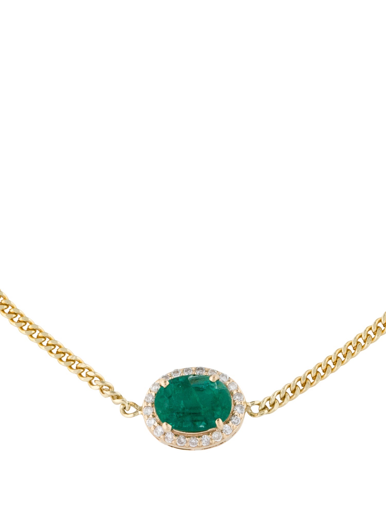 Jewelmak 14K Emerald & Diamond Link Bracelet