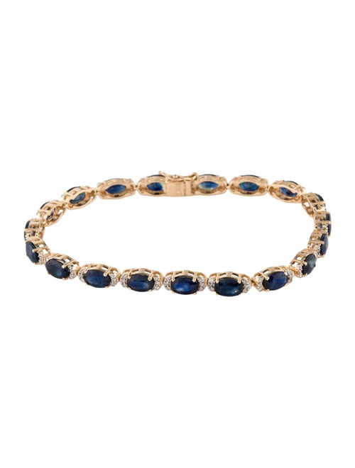 Jewelmak 14K 8.20ctw Sapphire & Diamond Link Bracelet