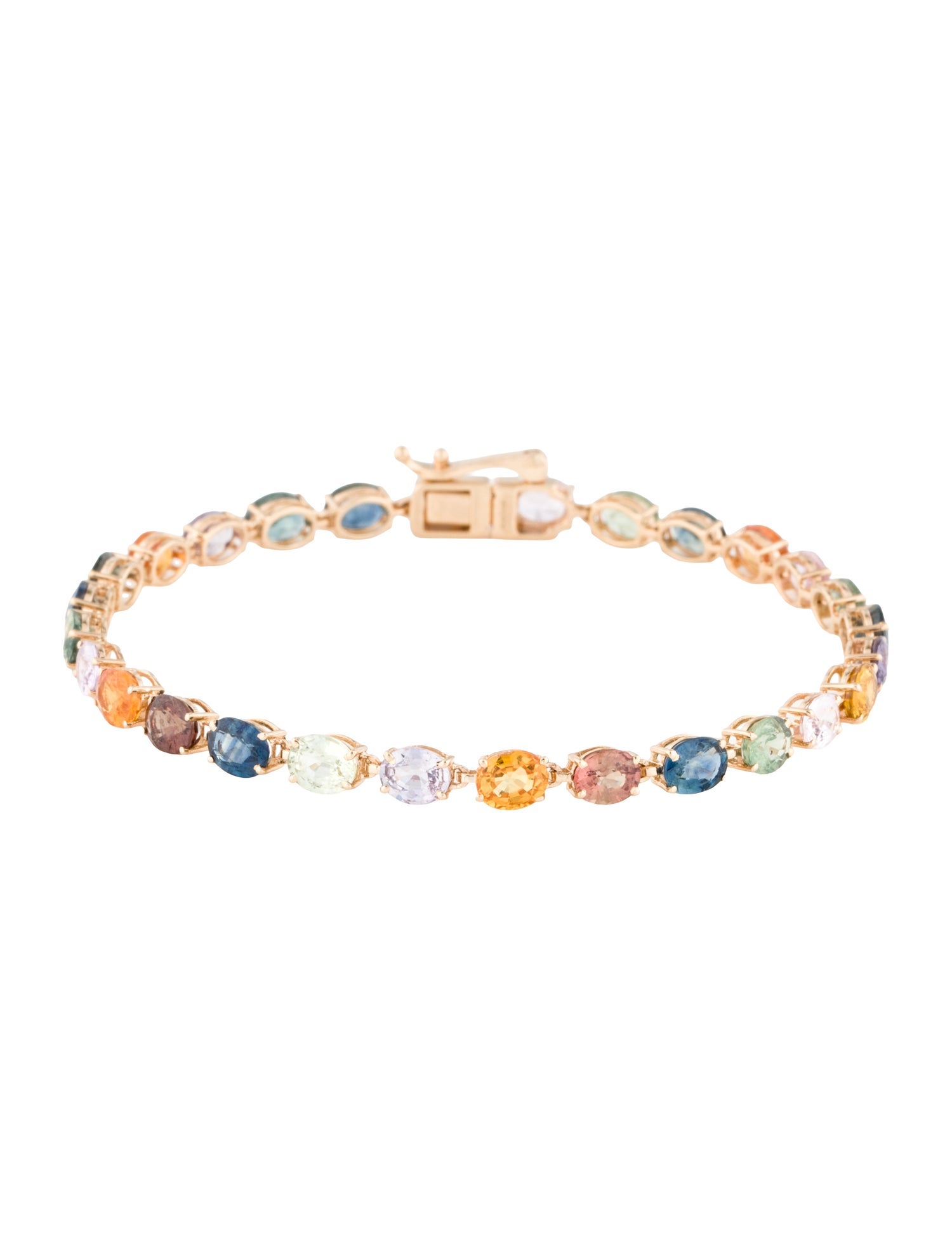 Jewelmak 14K 12.26ctw Sapphire Tennis Bracelet