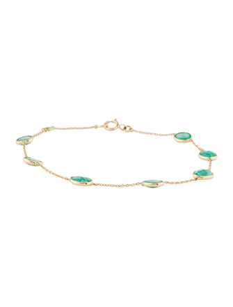 Jewelmak 18K Emerald Station Bracelet