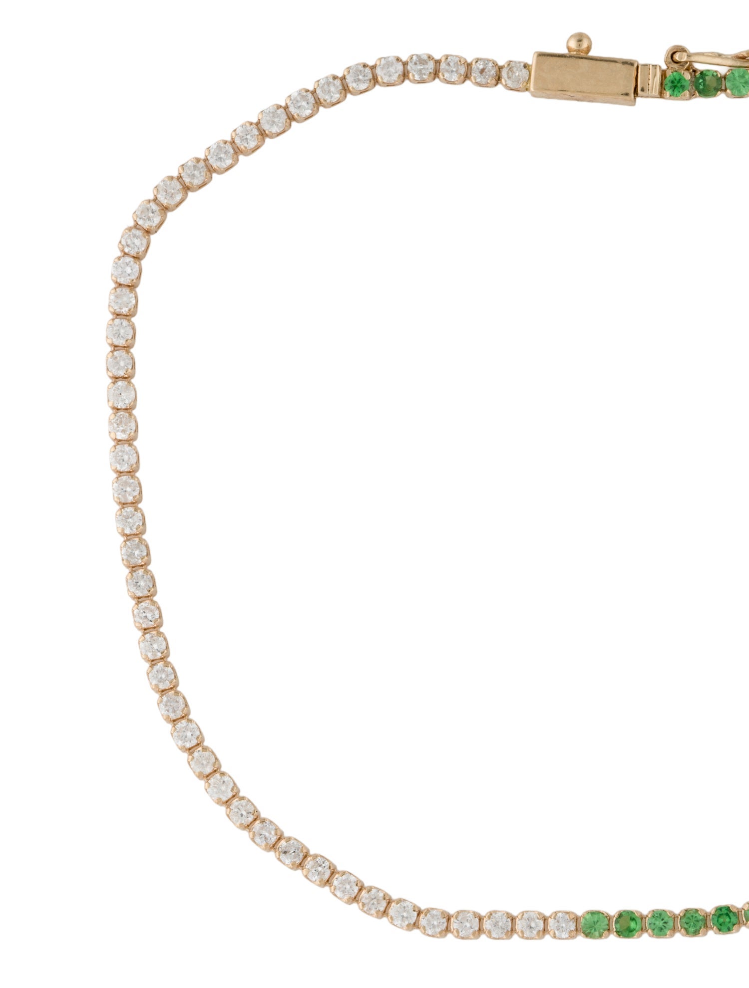 Jewelmak 14K Tsavorite Garnet & Diamond Tennis Bracelet