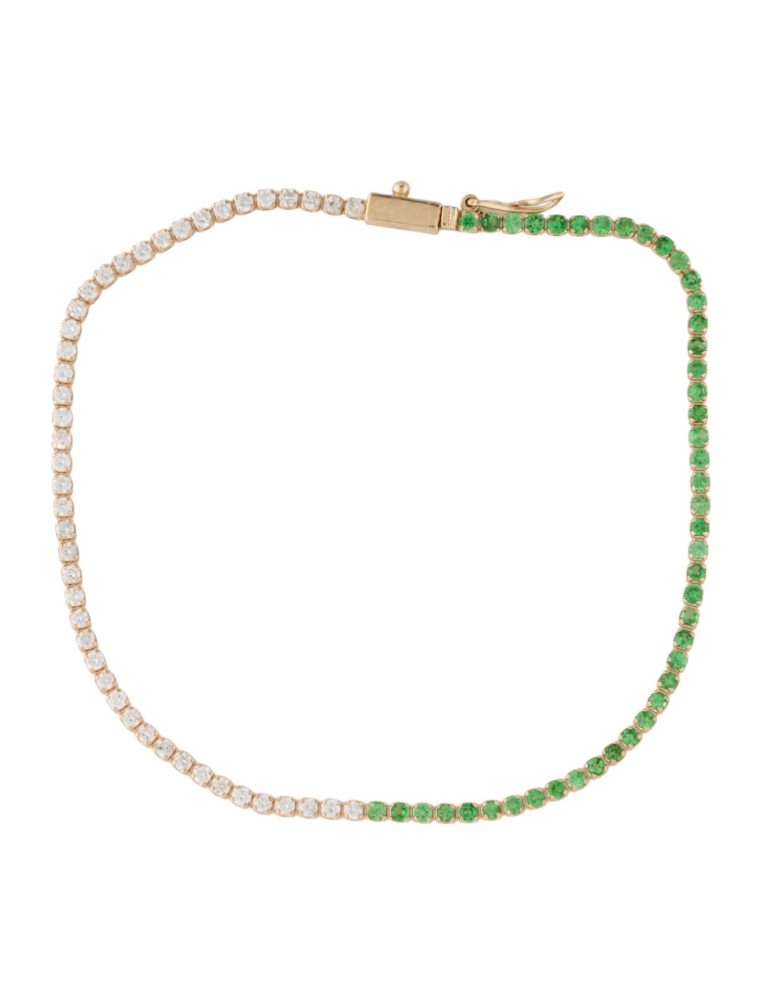 Jewelmak 14K Tsavorite Garnet & Diamond Tennis Bracelet