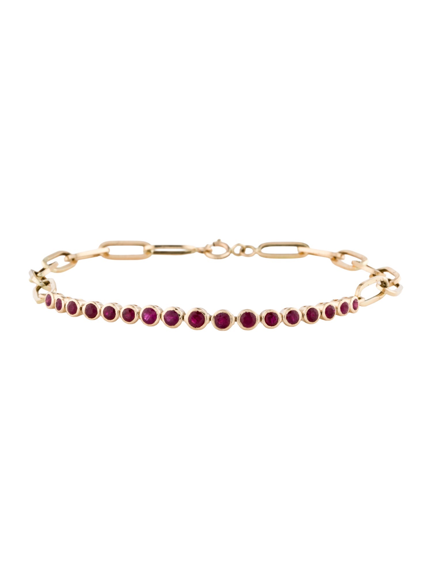 Jewelmak 14K 1.15ctw Ruby Link Station Bracelet