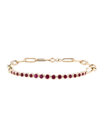 Jewelmak 14K 1.15ctw Ruby Link Station Bracelet