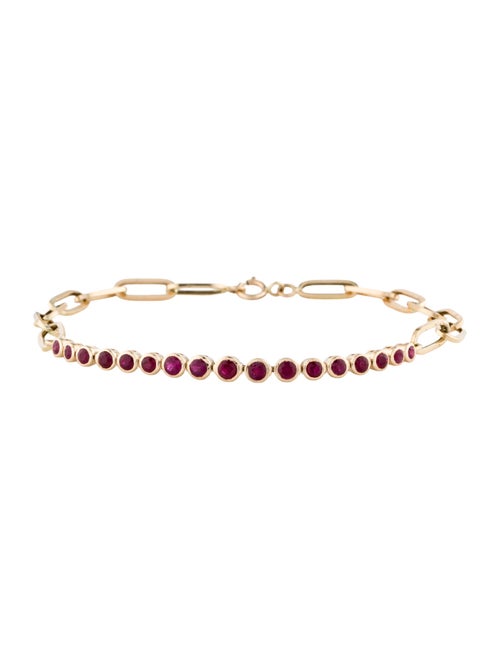 Jewelmak 14K 1.15ctw Ruby Link Station Bracelet