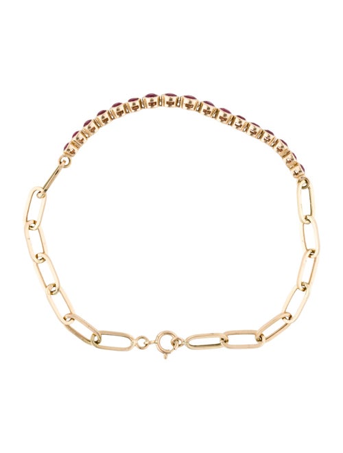 Jewelmak 14K 1.15ctw Ruby Link Station Bracelet