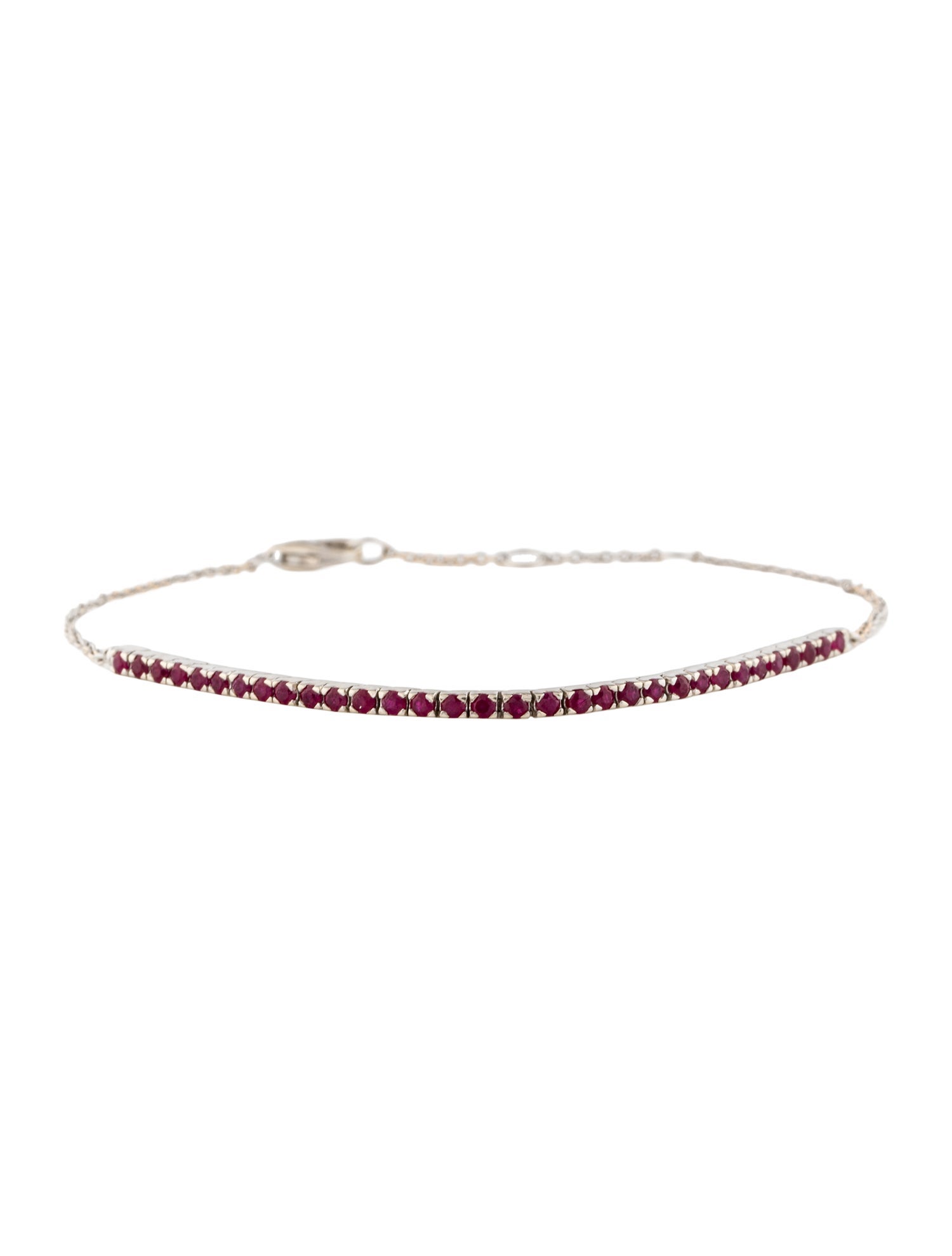 Jewelmak 14K 1.23ctw Ruby Station Tennis Bracelet