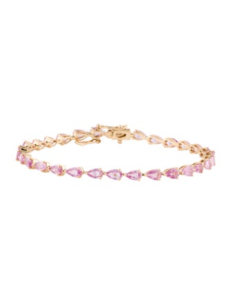 Jewelmak 14K 6.48ctw Sapphire Tennis Bracelet