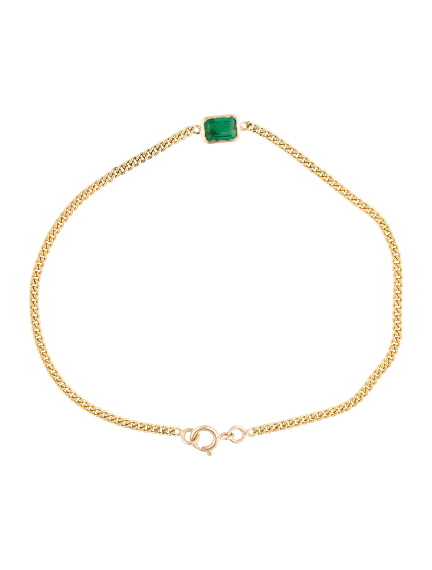 Jewelmak 14K Emerald Station Bracelet
