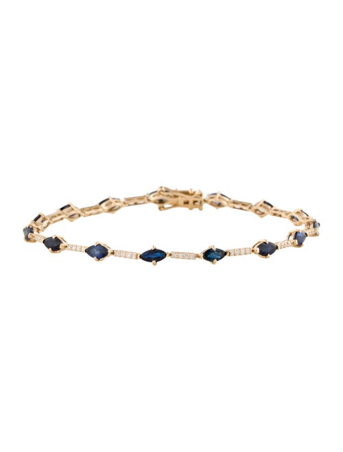 Jewelmak 14K 4.44ctw Sapphire & Diamond Tennis Bracelet