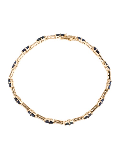 Jewelmak 14K 4.44ctw Sapphire & Diamond Tennis Bracelet