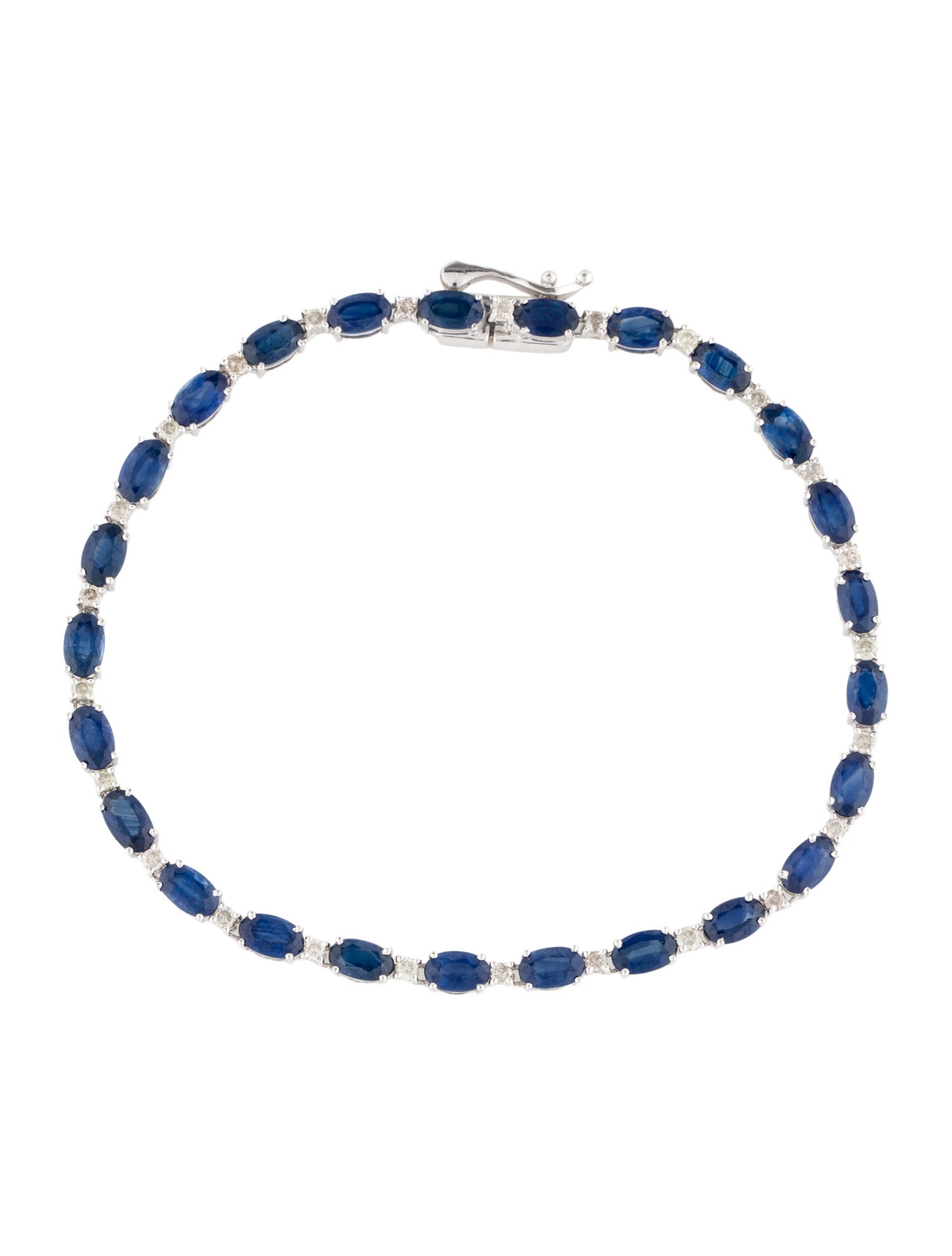 Jewelmak 14K 8.06ct Sapphire & Diamond Tennis Bracelet