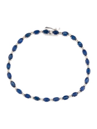 Jewelmak 14K 8.06ct Sapphire & Diamond Tennis Bracelet