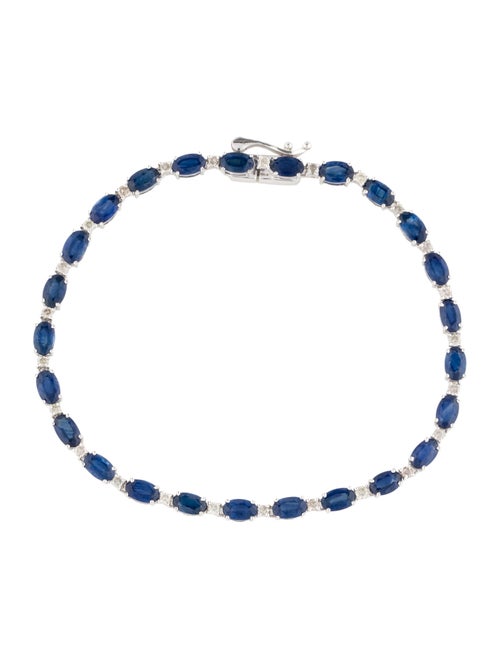 Jewelmak 14K 8.06ct Sapphire & Diamond Tennis Bracelet