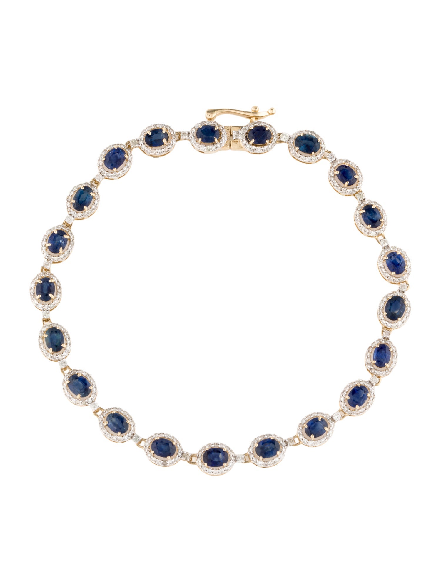 Jewelmak 14K 4.07ctw Sapphire & Diamond Tennis Bracelet