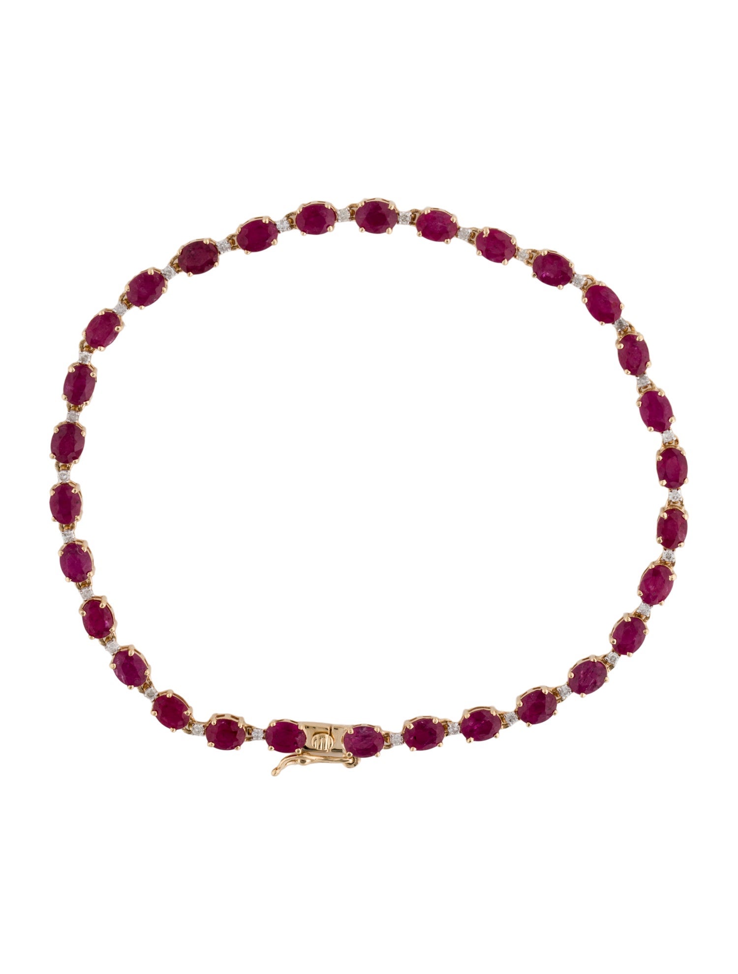 Jewelmak 14K 7.12ctw Ruby & Diamond Tennis Bracelet