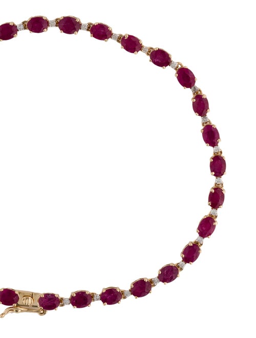 Jewelmak 14K 7.12ctw Ruby & Diamond Tennis Bracelet