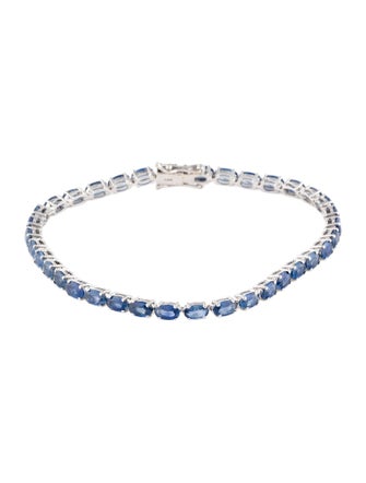 Jewelmak 14K 9.23ctw Sapphire Tennis Bracelet