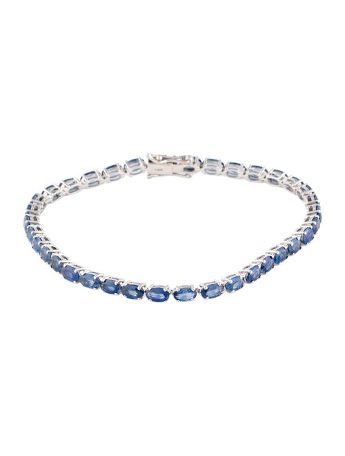 Jewelmak 14K 9.23ctw Sapphire Tennis Bracelet