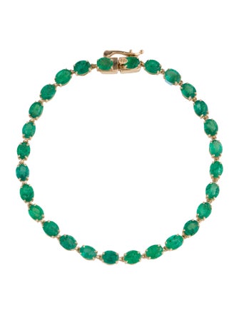 Jewelmak 14K 3.94ctw Emerald Tennis Brace;et