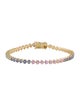 Jewelmak 18K 7.26ctw Sapphire Heart Link Bracelet