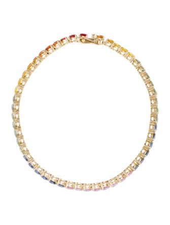 Jewelmak 18K 7.26ctw Sapphire Heart Link Bracelet