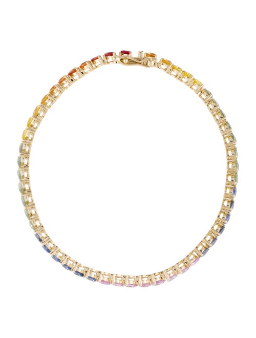 Jewelmak 18K 7.26ctw Sapphire Heart Link Bracelet