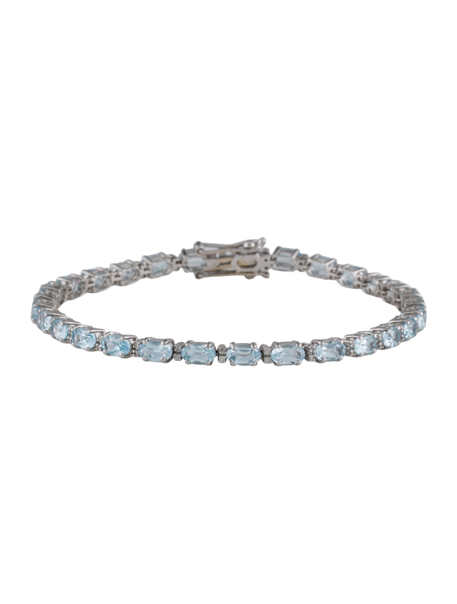 Jewelmak 14K 8.36ctw Topaz, Aquamarine & Diamond Tennis Bracelet