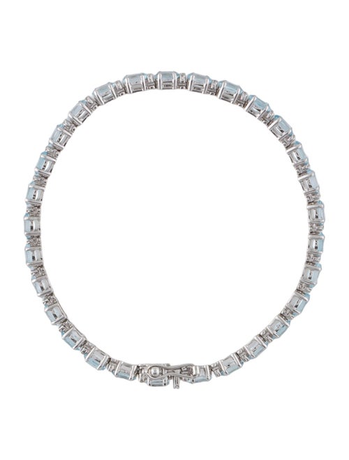 Jewelmak 14K 8.36ctw Topaz, Aquamarine & Diamond Tennis Bracelet