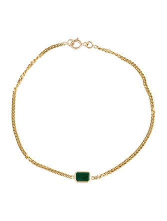 Jewelmak 14K Emerald Station Bracelet